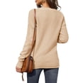 thumbnail image 4 of V-Neck Button-Down Autumn Winter Women Long Sleeve Solid Knit Sweater Casual Pullover, 4 of 5