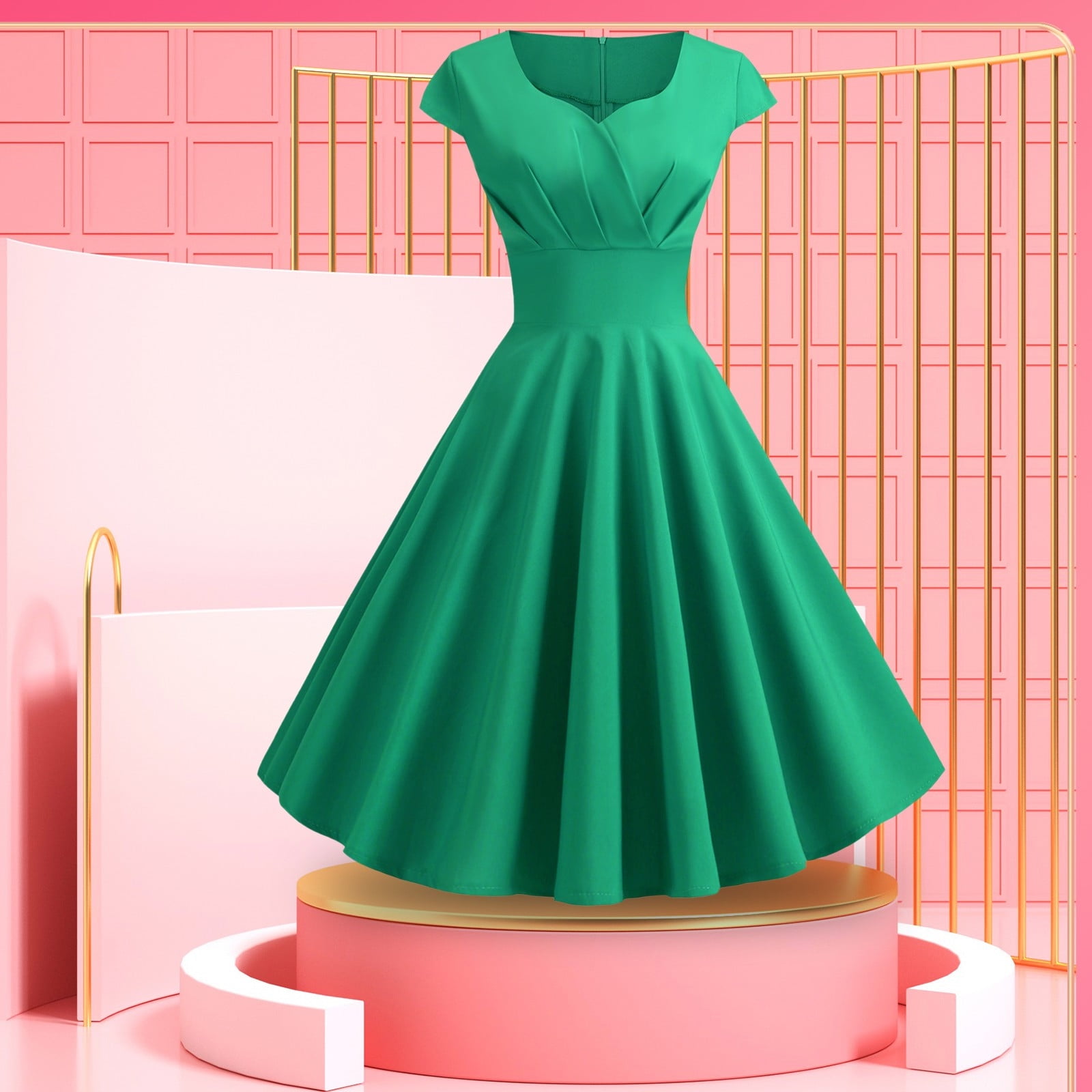 Clearance! Hontri Dresses for Women 2024 Women's Dress Casual Long Dress V  Neck Bag Sleeve Solid Color Slimming Large Swing Dress Party Dress Womens  Dresses Green,Xl - Walmart Business Supplies