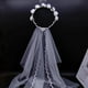 thumbnail image 1 of Nvzi Velo de novia para boda, guirnalda floral, velo con corona de flores, velo con corona de flores para despedida de soltera, velo para boda en la playa, blanco, 1 of 1