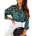 thumbnail image 1 of DYMADE Women Leopard Print Button Down Blouse Long Sleeved Casual Shirts, 1 of 2
