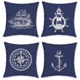 thumbnail image 1 of Fundas de almohada Bonhause Nautical Blue de 40 cm x 40 cm, juego de 4, 1 of 6