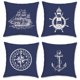thumbnail image 1 of Fundas de almohada Bonhause Nautical Blue de 40 cm x 40 cm, juego de 4, 1 of 6