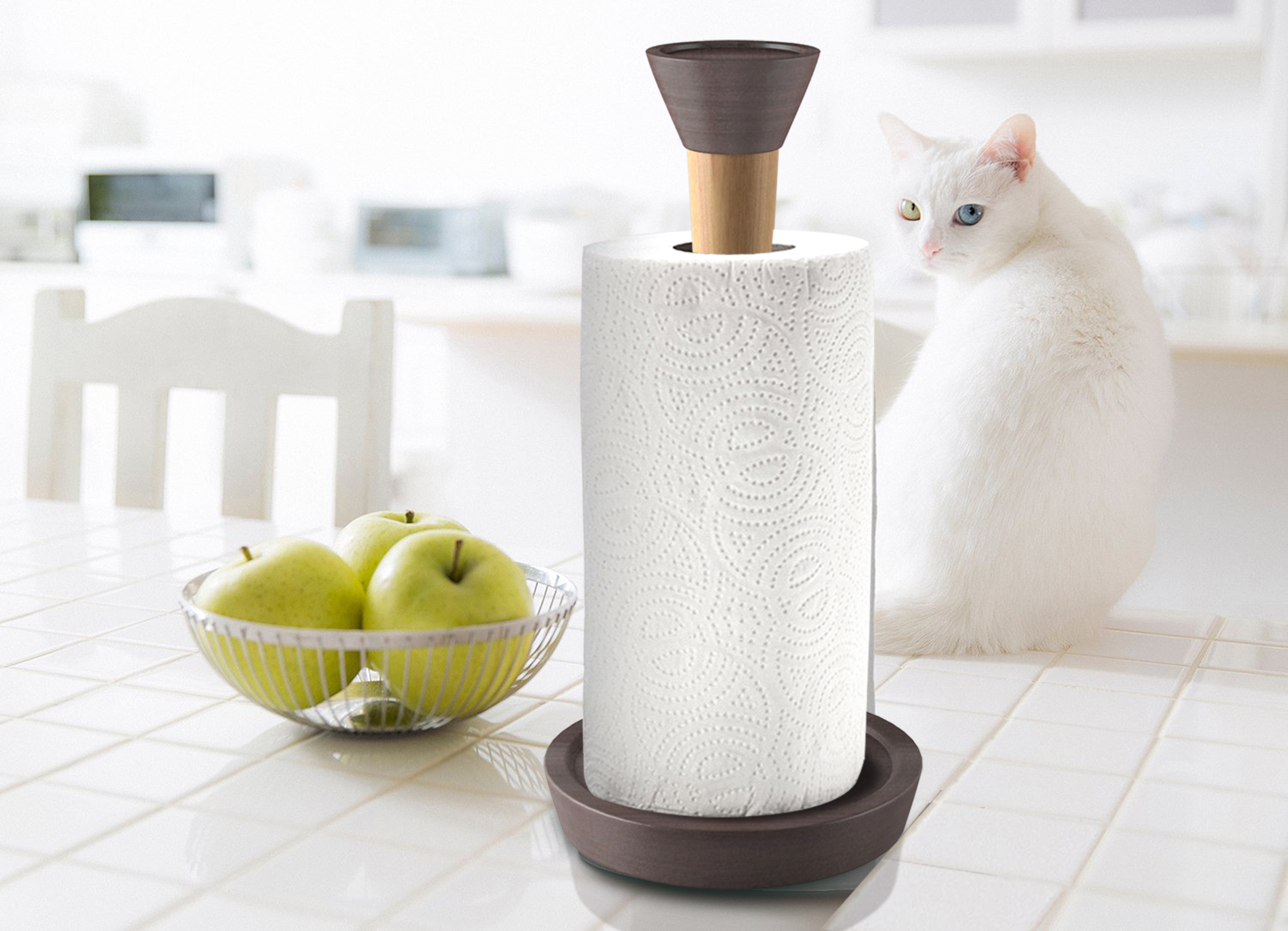 nu steel Wood Standing Paper Towel Holder -Weighted Base for Standard paper towel holder , Oil Rubbed Bronze finish TG-KPTH-17ORB