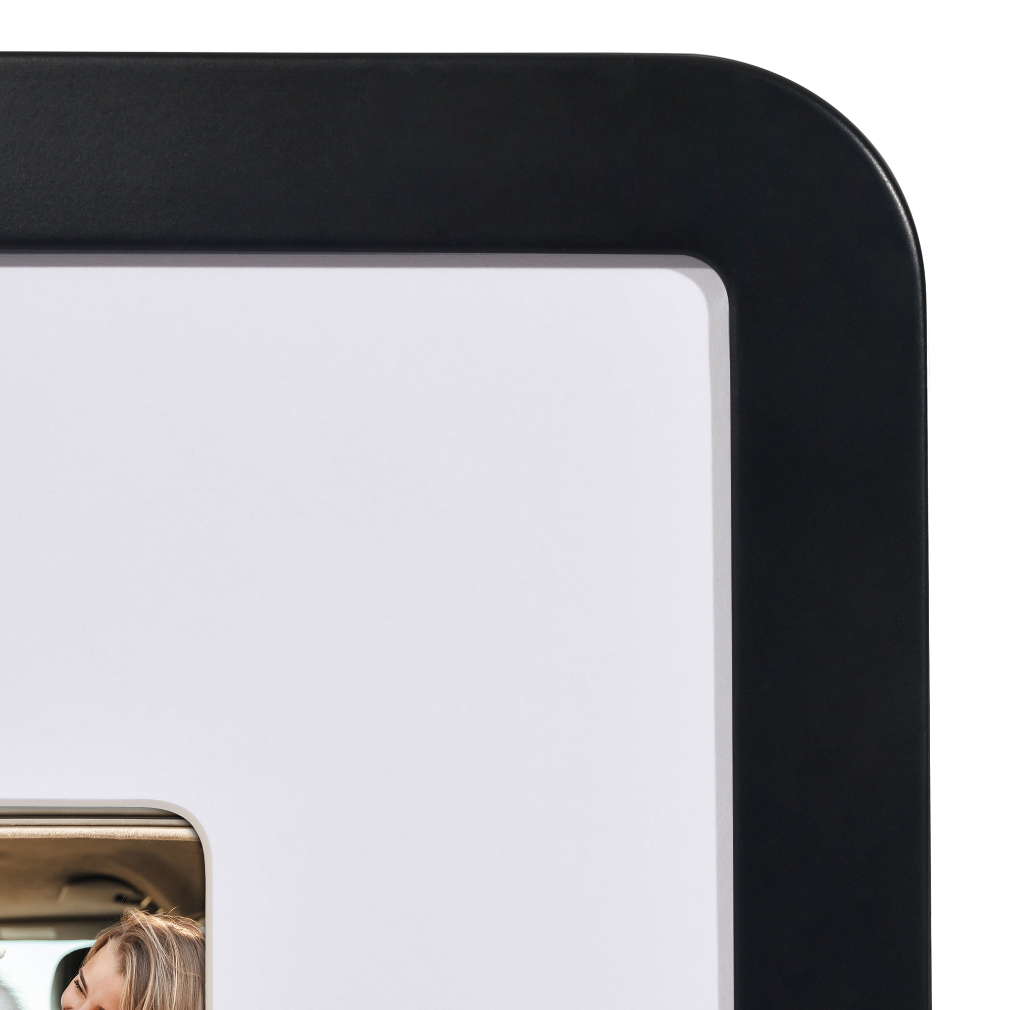 Americanflat 8x8 Picture Frame with Shatter-Resistant Glass with 4x4 Mat Round Corner Molding Mod - Black