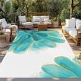 thumbnail image 2 of Turquoise Outdoor Rug 4x6 Ft - Reversible Patio Rug Outdoor Camping Rugs, Modern Gold Solid Tie Dye Watercolor Floral Washable Indoor Outdoor Area Rugs, Non-Slip Outdoor Carpet Runner for Deck/Porch, 2 of 8