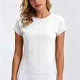 thumbnail image 6 of Purcolt Womens Crop Athletic Tops Lightweight Casual Crewneck Short Sleeve Cross Cut Out Back Shirts Comfort Loose Fit Sport Tee Shirt for Workout Running Gym, 6 of 8