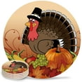 thumbnail image 1 of Ceramic s Set of 8, Thanksgiving Turkey with Pumpkin Absorbent Stone Drink with Non-Slip Cork Back and No Holder for Cups, 1 of 7