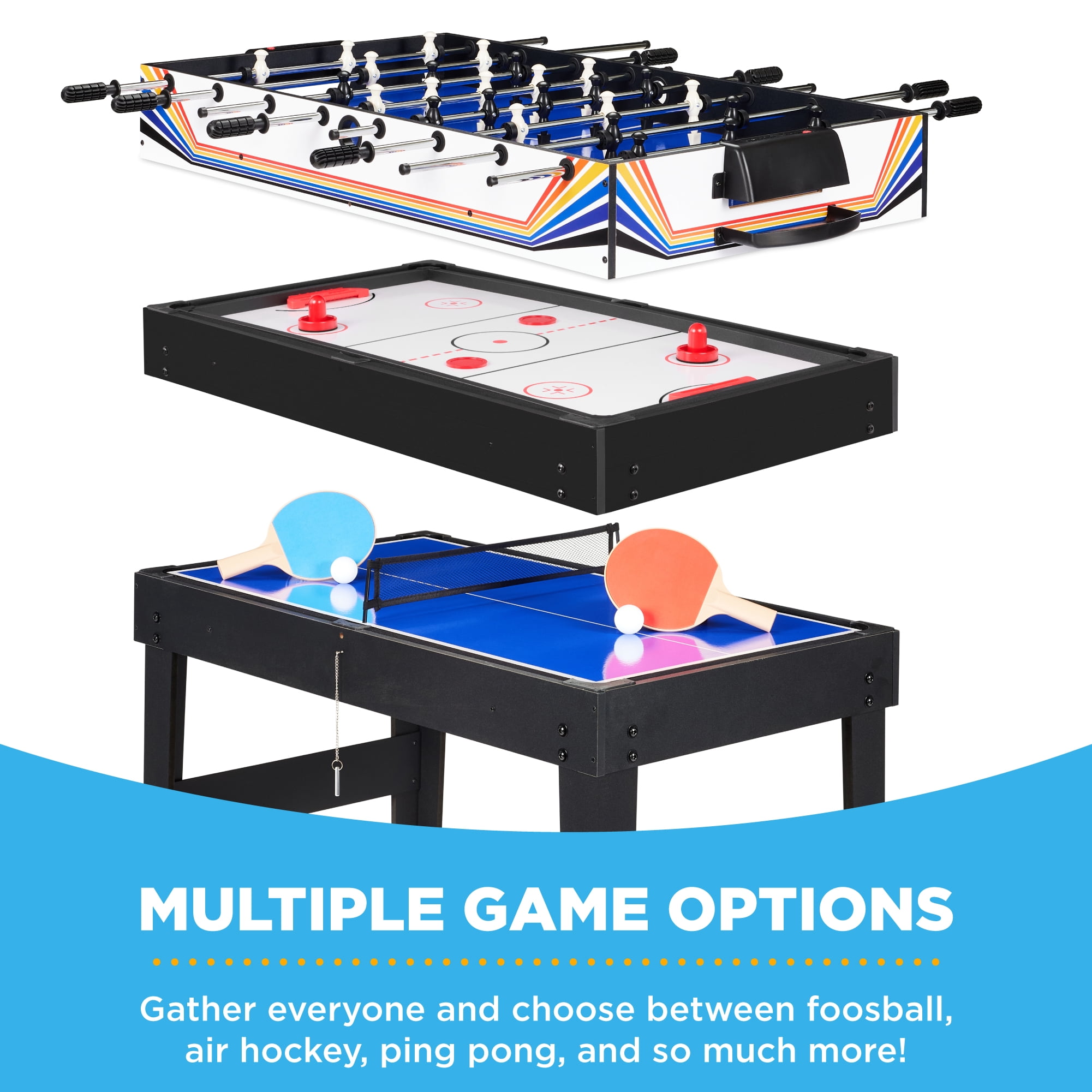 Best Choice Products 2x4ft 10-in-1 Combo Game Table Set w/ Hockey, Foosball, Pool, Shuffleboard, Ping Pong - Blue/White