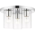 thumbnail image 3 of 3 Light Polished Chrome Flush mount ceiling light fixture with Clear Glass Shade, 3 of 5