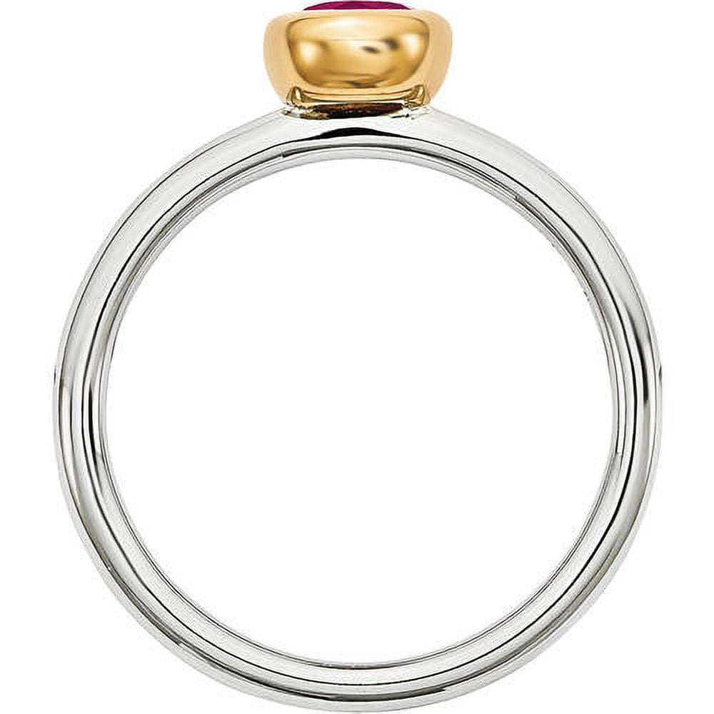Created Ruby Sterling Silver with Gold-Plate Ring
