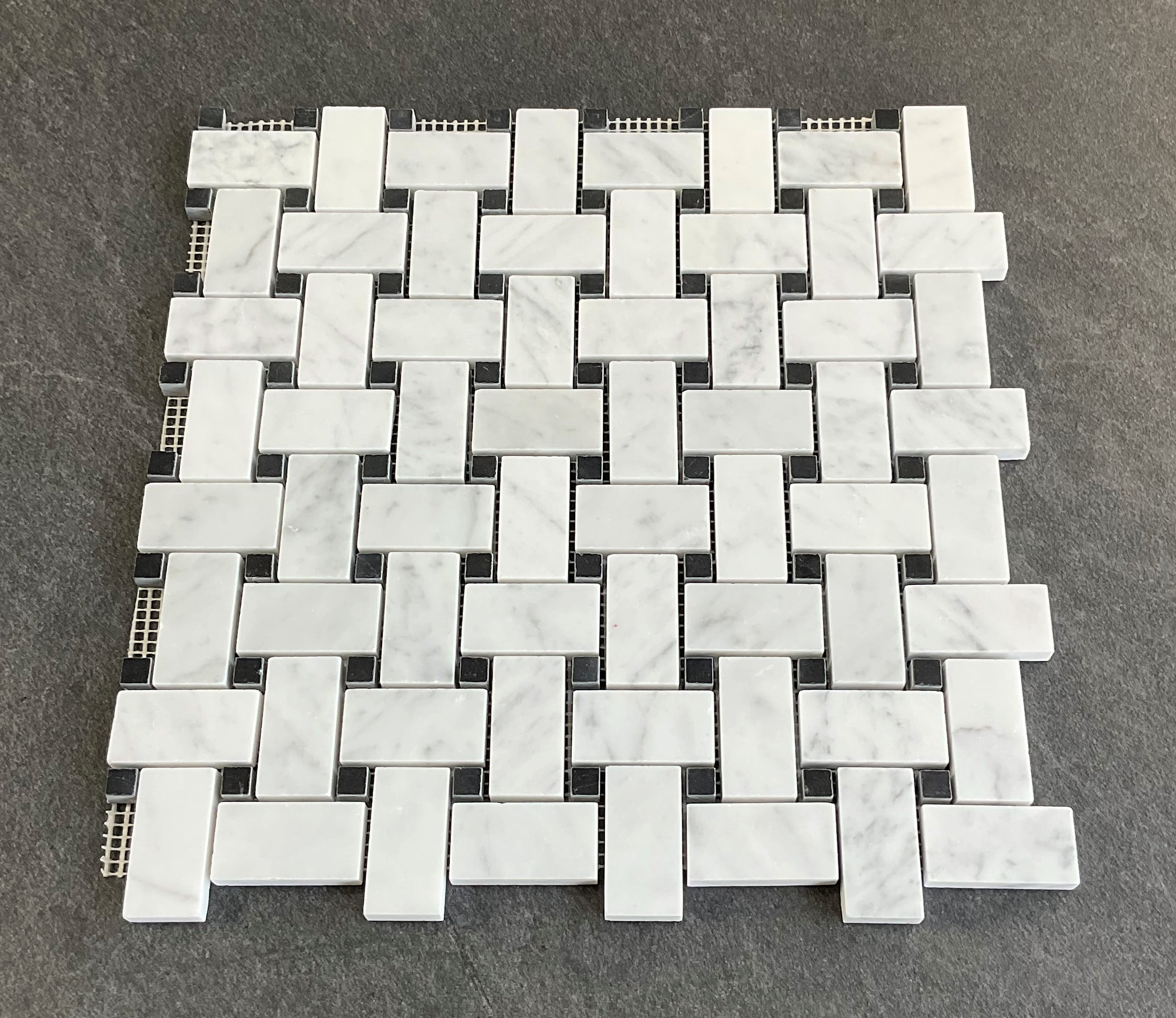 10 Sheets of 1" x 2" Marble Basketweave Mosaic Wall & Floor Tile