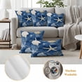 thumbnail image 6 of Navy Blue Coastal Outdoor Waterproof Pillow Covers, Nautical Beach Starfish Coral Summer Decorative Square Throw Pillowcase Sofa Cushion Sham for Patio/Couch/Chair, 18"x18" 2 Pack, 6 of 8