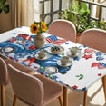 thumbnail image 3 of Independence Day Table Cloths for 5 Foot Rectangle Tables, Farmhouse American Flag Truck Star Love Patio Waterproof Elastic Fitted Tablecloths, Washable Rectangular Table Cover for Camping, 3 of 8