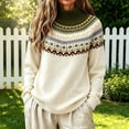 thumbnail image 2 of Fair Isle Sweater Women Vintage Sweater Fashion Clothing Knit Sweater Fall Outfits Sweaters for Women Cute Sweaters Pullover Sweaters Oversized Sweaters Crew Neck Sweatshirts, 2 of 5