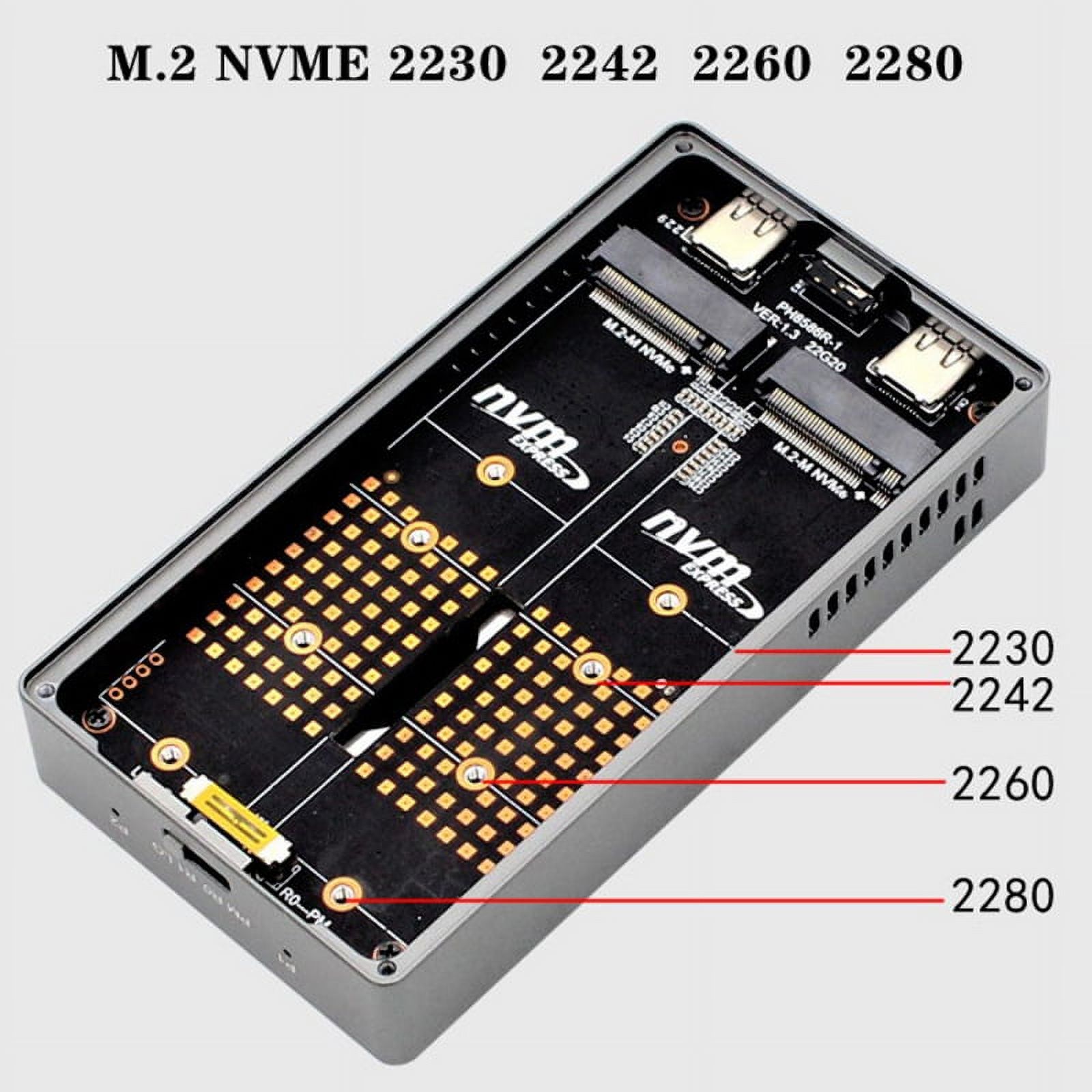 CY Dual NVME M.2 NGFF M-Key to USB-C Type-C Raid0 Raid1 JBOD Big Enclosure 20Gbps with Fan Raid0 Hyper Adapter
