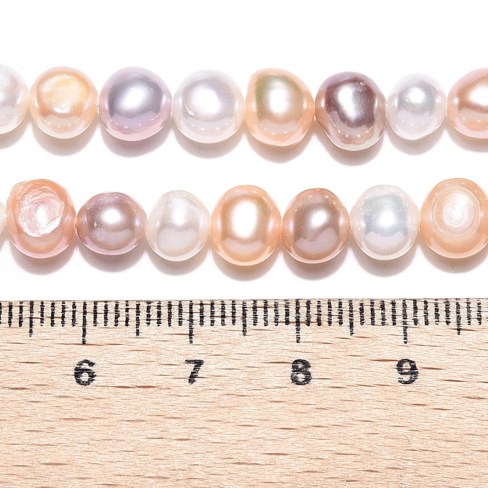 2 Strand Natural Cultured Freshwater Pearl Beads Strands Two Sides Polished Mixed Color 6~7x6.5~8x5.5~6.5mm Hole: 0.7mm about 53pcs/strand,