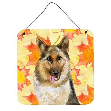 German Shepherd Fall Wall or Door Hanging Prints Yellow
