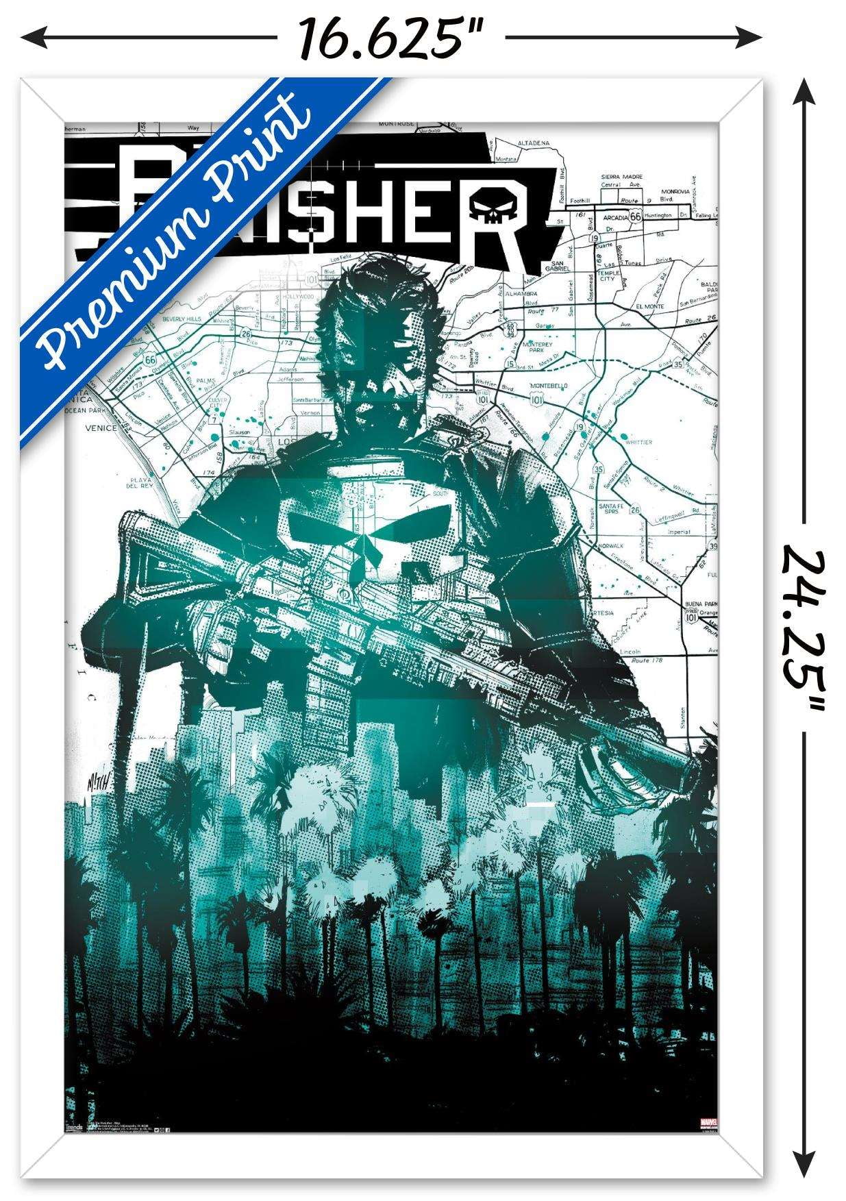 Marvel Comics - The Punisher - Map Wall Poster, 14.725" x 22.375", Framed