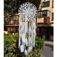 thumbnail image 5 of Atrapasueños de plumas blancas grandes, colgante de pared de macramé para decoración del hogar o boda Vintage, círculo de 80cm de largo y 30cm, 5 of 5