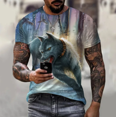 thumbnail image 1 of T-shirt Imprimé Animal Intéressant pour Hommes Col Rond Manches Courtes Style Hip-hop Décontracté Vêtements de Rue Harajuku Été, 1 of 5