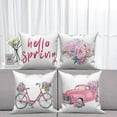 thumbnail image 4 of Dashan Spring Floral Throw Pillow Covers 18x18 Set of 4,Pink Flowers Decorative Pillow Cases for Bedroom Sofa Couch, 4 of 6