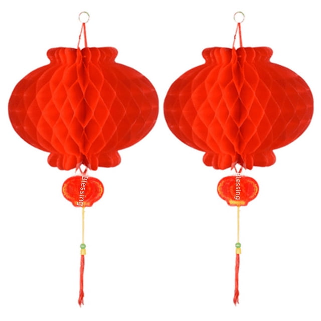 Lámpara de papel de plástico con forma de panal para vacaciones, lámpara grande roja pequeña, decoración colgante, decoración de apertura de centro comercial, lámpara de papel pequeña