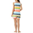 thumbnail image 3 of INSPIRE CHIC Women's Pajama Sets Tank Tops with Shorts Colorful Stripe Lounge Outfits with Pockets 2XL Yellow, 3 of 6