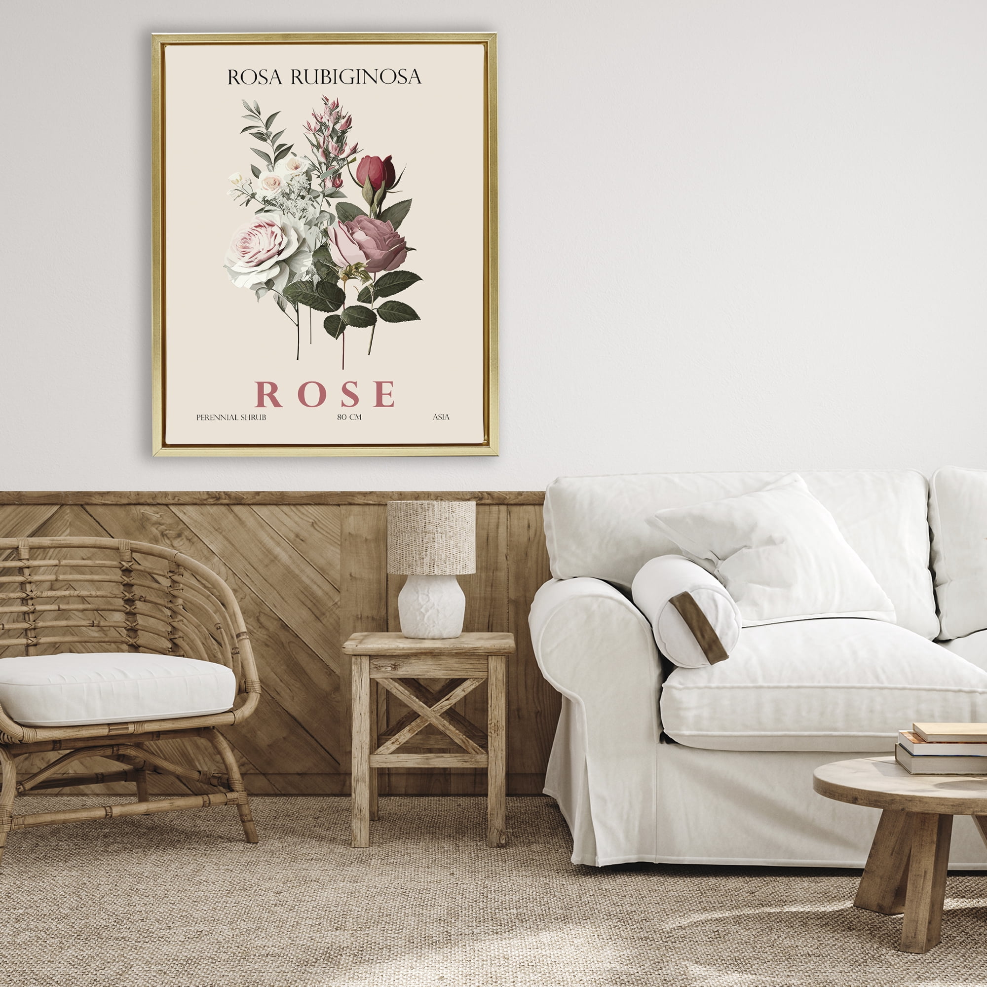 Stupell Industries Natural Rose Bundle Gold Framed Floater Canvas Wall Art, design by Christopher Giampietro