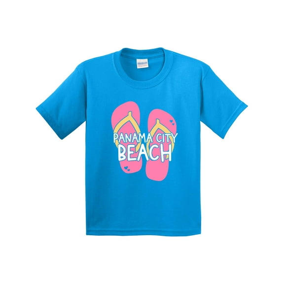 Inktastic Panama City Beach Pink Flip Flops Youth T-Shirt