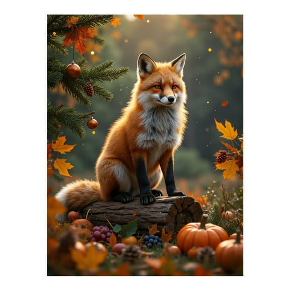 Diamond Art Kit for Adults, Autumn Fox Pumpkin Scene Fall Leaves Diamond Painting for Adults Beginners, DIY Diamond Art Painting Kits, 5D Diamond Painting Crafts for Home Decor 12x16 Frameless