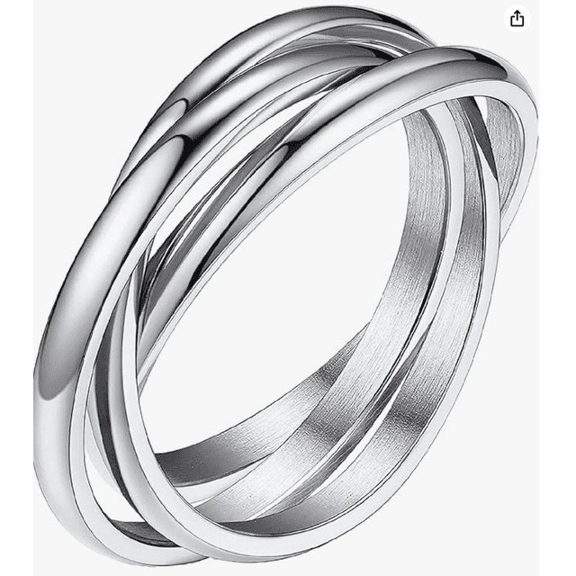 Xtellar Talla 8 Anillos de mujer Trinity. Joyeria y accesorios para mujer. Anillos de compromiso boda y aniversario