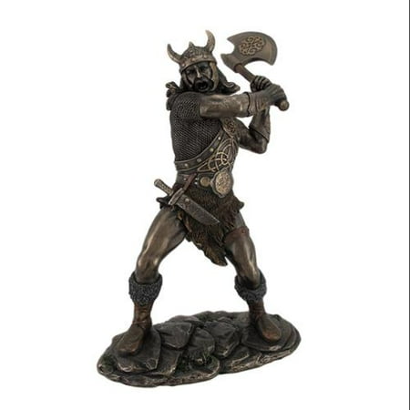 Warriors Axe - Viking Warrior Swinging and Axe Bronze Finish Statue