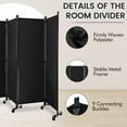 thumbnail image 6 of YANG2 4 Panel Room Divider, Folding Privacy Screen with Lockable Wheels, Rolling Partition Room Dividers, Freestanding Fabric Wall Divider for Home Office Studio Separation, 89''W x 68''H, Black, 6 of 10