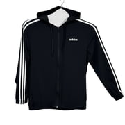 adidas Men’s 3-Stripe Woven Track Jacket Size M Black-White Full Zip Hooded