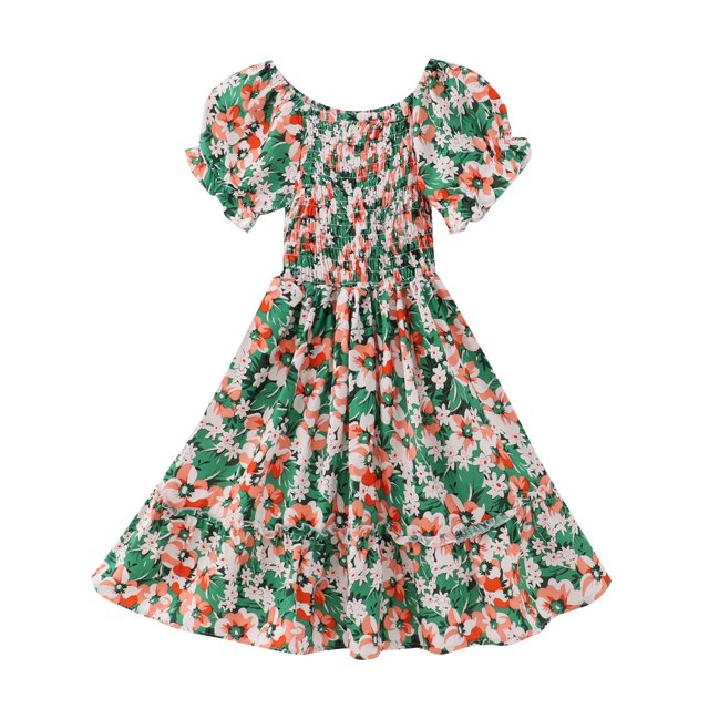 Robes pour Filles 2025, Robe Tricotée à Manches Longues pour Enfants Moyens et Grands, Jupe Extensible, Robe Photo à Manches Courtes, Jupe Princesse, Vacances en Bord de Mer, Robes 4T