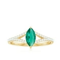 thumbnail image 4 of Rosec Jewels Lab Grown Emerald Marquise Engagement Ring with Diamond - 4X8 mm - AAAA Grade - With Jewelry Box, 14K Yellow Gold, US 7.50, 4 of 8