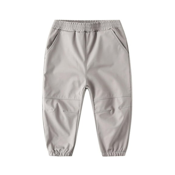 Odeerbi Kids Boys Girls Thermal Fleece Pants Windproof Waterproof Softshell Pants Fall Winter Children Work Pants with Pocket Guard Pants Casual Outwear Pants Technical Pants Gray