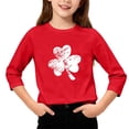 thumbnail image 1 of T-Shirt Fille Fête de la Saint-Patrick, Mignon T-Shirt Graphique à Manches 3/4 Col Rond avec Imprimé Irlandais, Hauts Décontractés Printemps Été pour Vacances, Fête d'Anniversaire et Usage Quotidien Rouge 110, 1 of 5