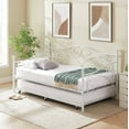 thumbnail image 4 of VECELO Twin Metal Daybed Frame with Trundle, Mattress Foundation Sofa Bed Platfrom with Headboard, No Box Spring Needed, White, 4 of 9