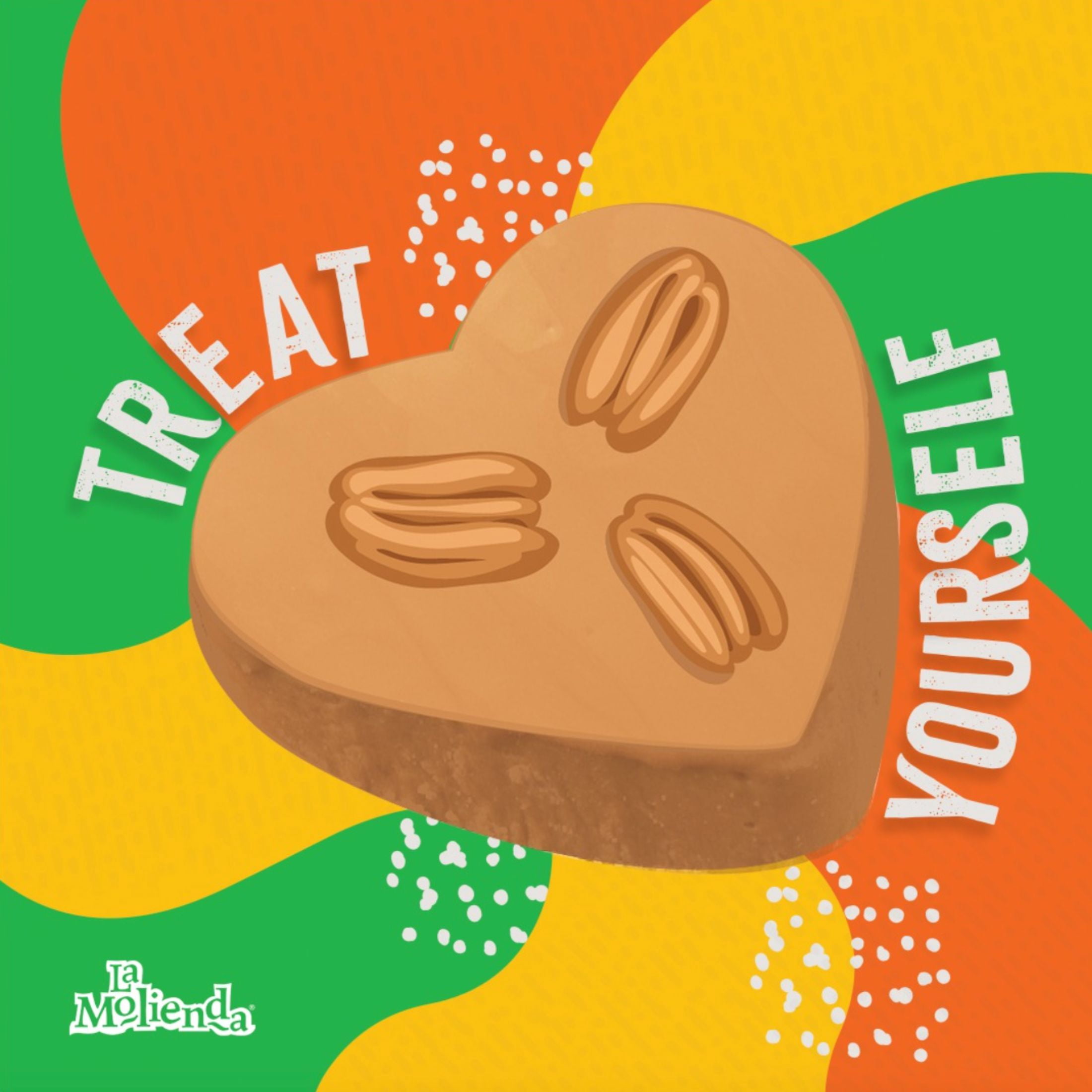 La Molienda Burnt Milk Heart Shaped Candy with Pecan, Mexican Traditional Candy, Special mini size, 3 oz