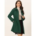 thumbnail image 2 of Abrigo Largo De Invierno Con Cuello Peter Pan Para Mujer Verde Oscuro Sólido M, 2 of 5