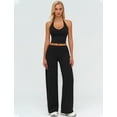 thumbnail image 2 of PISONIC Womens Workout Sets Two Piece Halter Crop Top Matching Straight Leg Pants Gym Work Pilates Outfits, 2 of 6