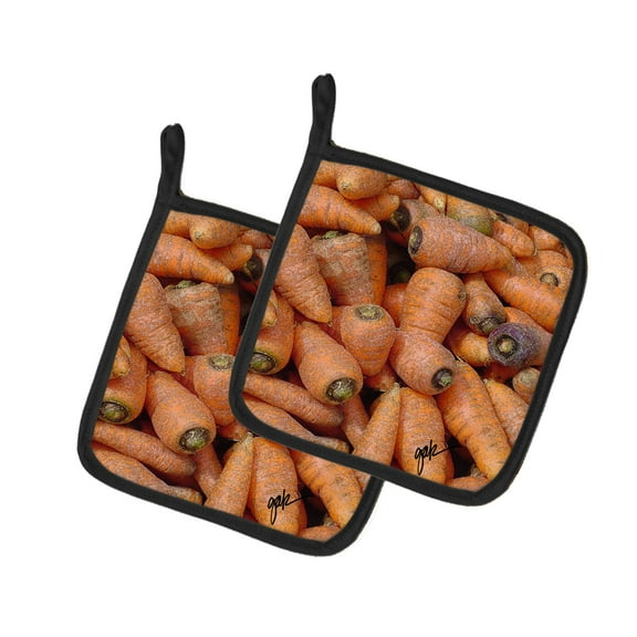 Carolines Treasures GAK1017PTHD Carrots by Gary Kwiatek Pair of Pot Holders, 7.5HX7.5W, multicolor