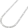 thumbnail image 2 of 14K White Gold 3mm Solid Figaro Chain, FREE Microfiber Cloth, Link Mens Womens Necklace, Giorgio Bergamo, 2 of 9