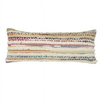 14 x 14 x 36 in. Multi Color Striped Zippered 100 Percent Cotton Throw Pillow - Set of 2