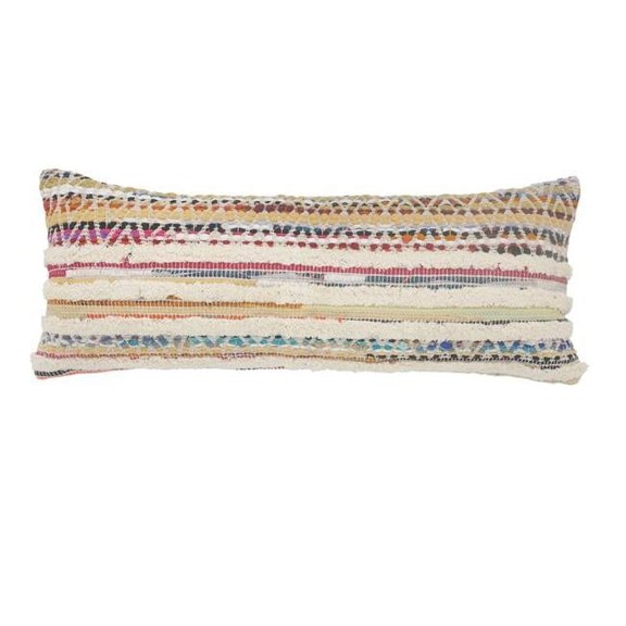 14 x 14 x 36 in. Multi Color Striped Zippered 100 Percent Cotton Throw Pillow - Set of 2