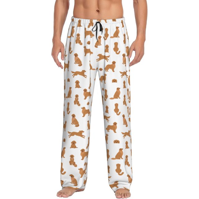 Xecao Labrador Retriever Dog for Men's Pajama Pants Long Lounge Pants with Drawstring Waistband and Pockets Comfortable Sleepwear for Home Relaxation-Medium