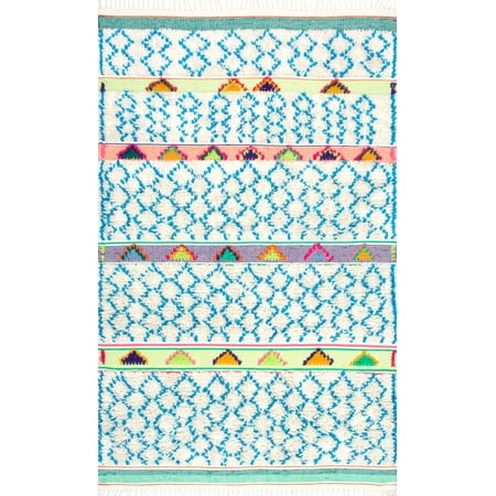 - nuLOOM Hand Knotted Yelena Trellis Shag Area Rug or Runner