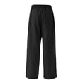 thumbnail image 5 of ZHANGDER Girls Linen Pants Wide Leg Pants Elastic Waist Summer Casual Beach Lounge Trousers with Pockets, Black 14-15 Years, 5 of 6