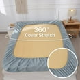 thumbnail image 3 of Simple&Opulence Linen Sheet Set-Linen Cotton Blend Bedding set-4 Pieces(1 Flat Sheet,1 Fitted Sheet&2Pillowcase)-Soild Color Collection,Soft & Cozy,Cooling Bedding- Full Size, Dusty Blue, 3 of 8